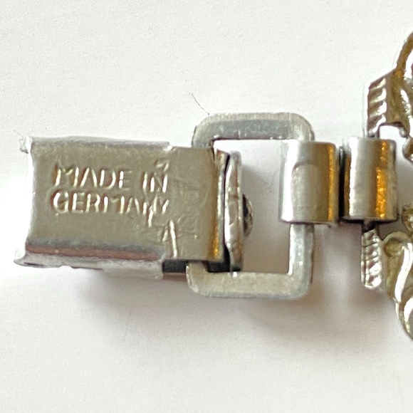 Vintage Flamingo Filigree Bracelet Silver Tone Germany Retro 40-50s MCM Tropical - Picture 6 of 7